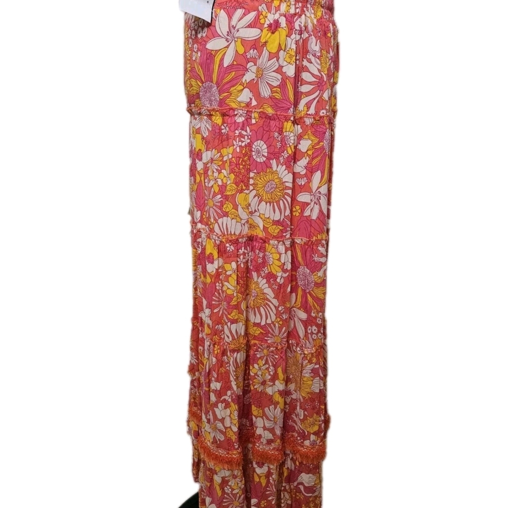 Floral Maxi Skirt in Orange mutlicolor-Size Medium - Picture 8 of 16